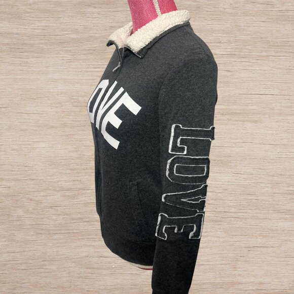 Y2K LOVE Reflex Full Zip Sweatshirt Dark Gray Collared Long Sleeve Women's Large - Picture 4 of 7